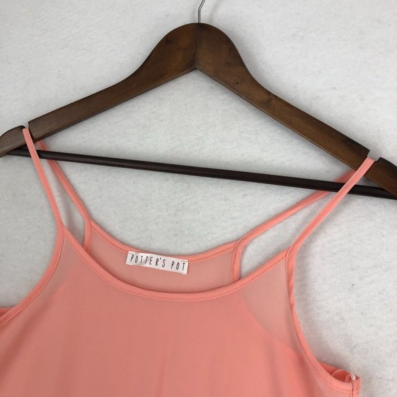 Potter's Pot NWOT Women's Size Small Peach White Lace Trim Sleeveless Camisole - Picture 2 of 10